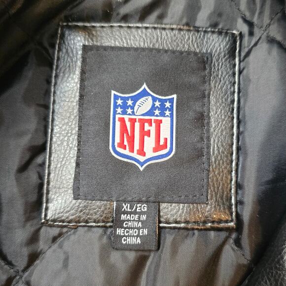 VTG NFL Oakland Raiders Men's Faux Leather Varsity Jacket XL AFC PATCH - Picture 6 of 12